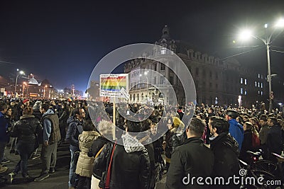 Antigovernment protest in Bucharest Editorial Stock Photo